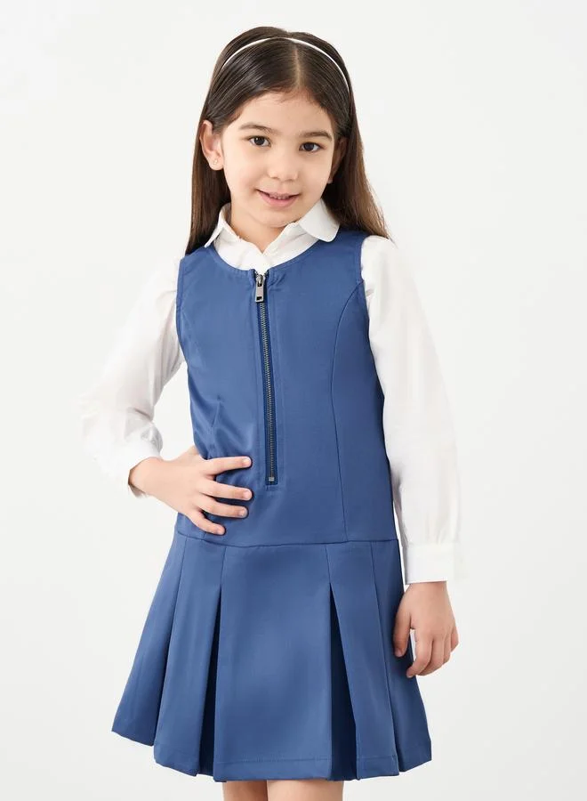 ستايلي Styli Girls Navy Blue Fold Pleated Pinafore Dress