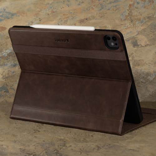 TORRO Case Compatible with iPad Pro 13” (2025/2024) – Premium Leather iPad Pro 13” M5 / M4 Case with Stand Function, Apple Pencil Connectivity and Wake/Sleep Function (Dark Brown) - Image 3