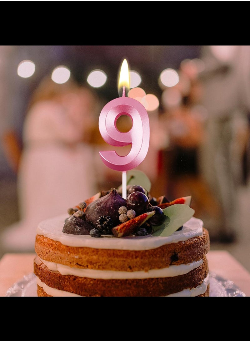Birthday Cake Candles, Number Birthday Candle Cake Topper Decorations (Pink 9)  - Image 5
