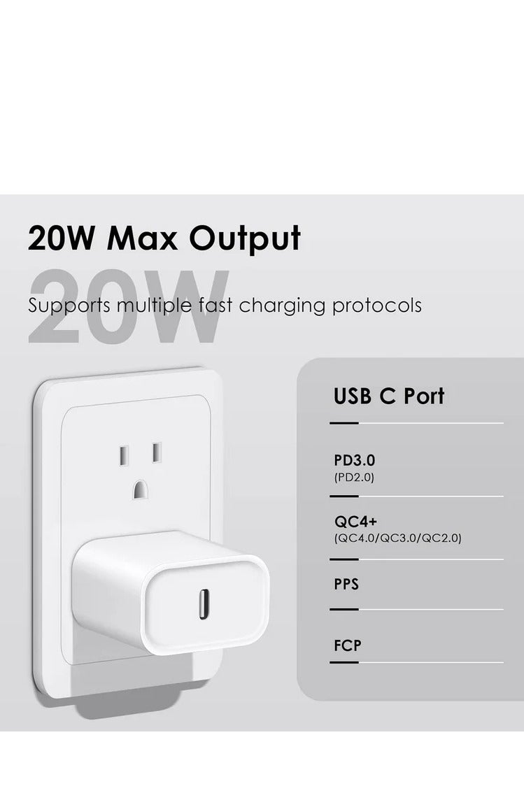 appel Certified  Charger with 20W USB C Fast Charger and 2m Lightning Cable UK PD Adapter for iPhone 14 13 12 11 Pro Max Plus XS SE AirPods White - Image 3