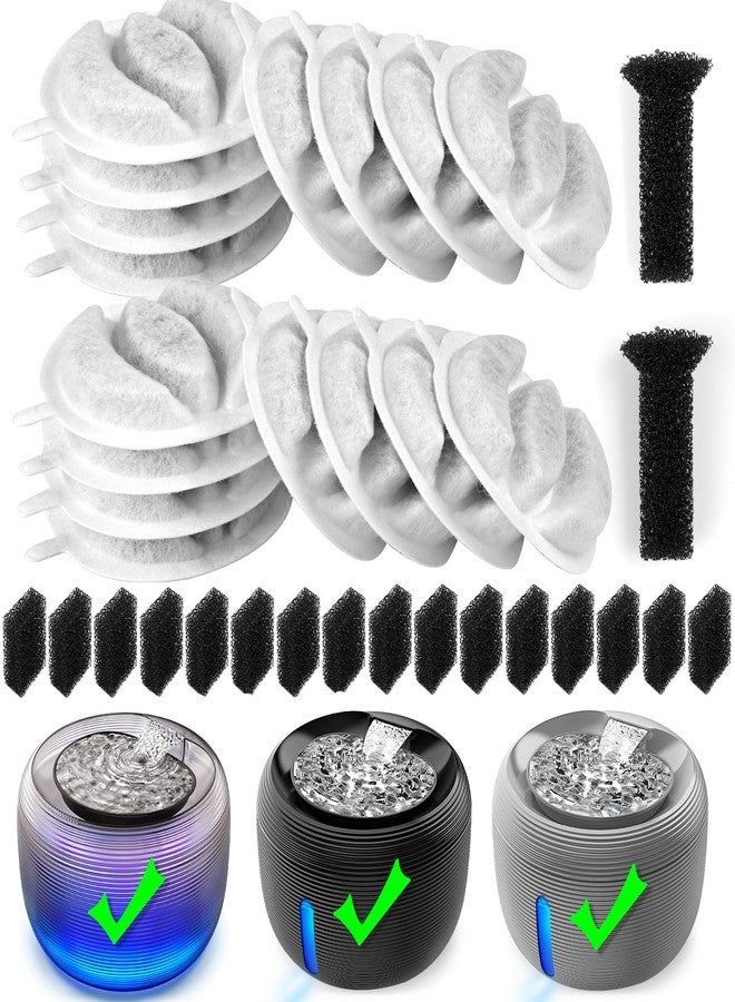 Kastty Cat Water Fountain Filter Replacement, 3.5L Cat Water Filter Made of Activated Carbon and PP Cotton,16 Pet Water Fountain Filter 16 Pack Replacement Pump with 2 Sound-absorbing Cotton(L04) - Image 1