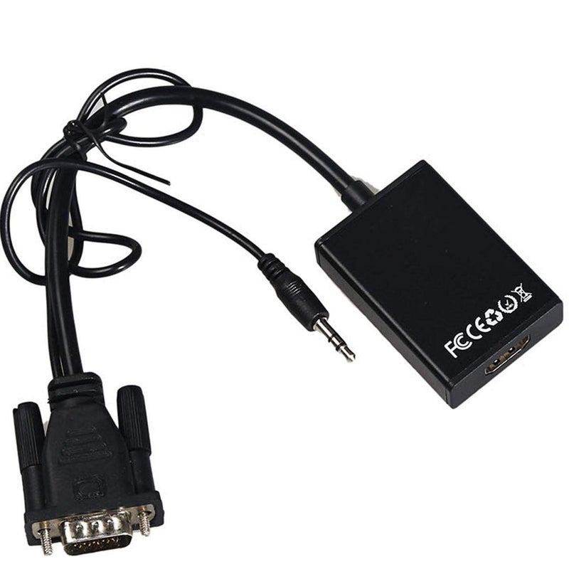 Black VGA Male To HDMI Output 1080P HD and Audio TV AV HDTV Video Cable Converter Adapter - Image 2