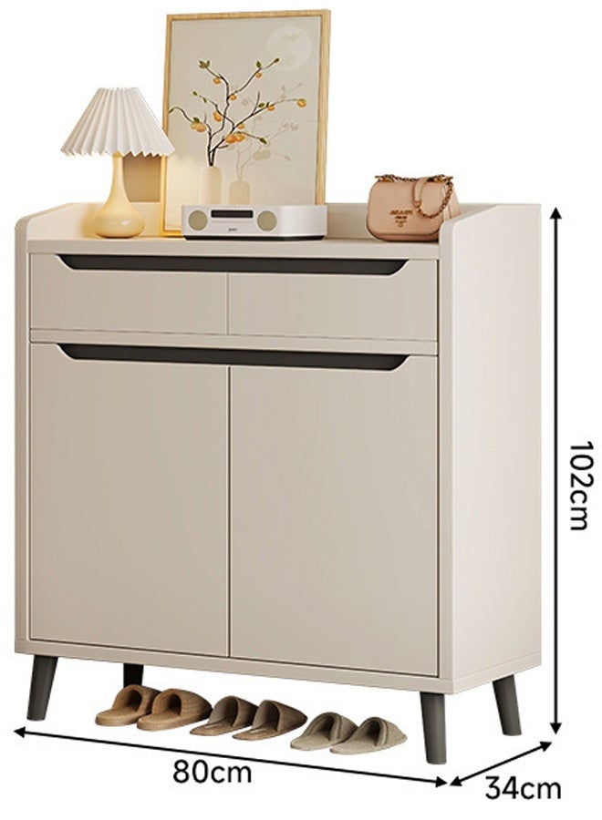 إن كي أكس خزانة أحذية فاخرة متعددة الوظائف مع أدراج تخزين للمدخل 80*34 سم، لون أبيض - Image 2