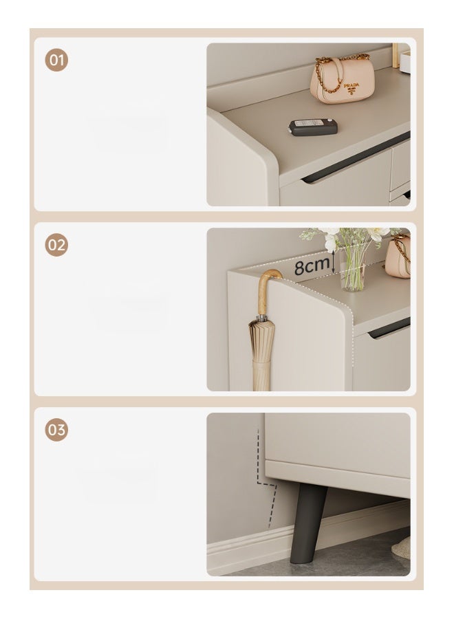 إن كي أكس خزانة أحذية فاخرة متعددة الوظائف مع أدراج تخزين للمدخل 80*34 سم، لون أبيض - Image 5