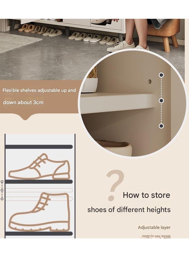 إن كي أكس خزانة أحذية فاخرة متعددة الوظائف مع أدراج تخزين للمدخل 80*34 سم، لون أبيض - Image 4