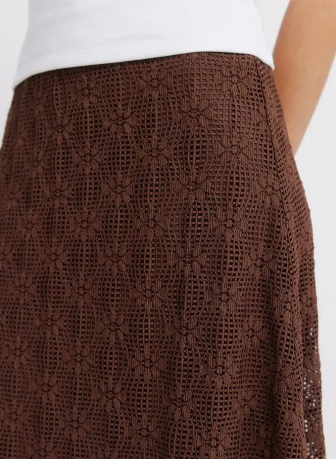 Springfield  Structured floral mid-rise elasticated waistband midi skirt for Women | Best Price UAE