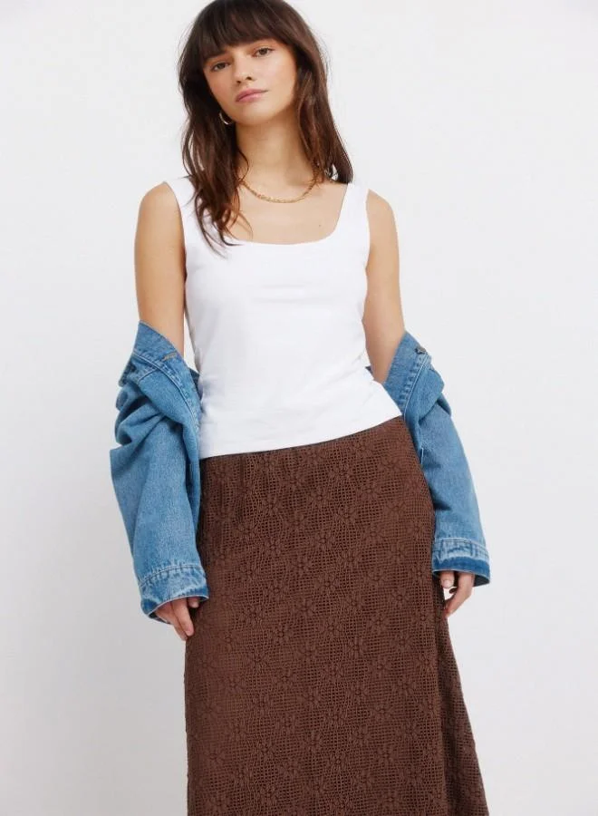 سبرينجفيلد تنورة ميدي ميدوية مزهرة متوسطة الارتفاع مع حزام مطاطي