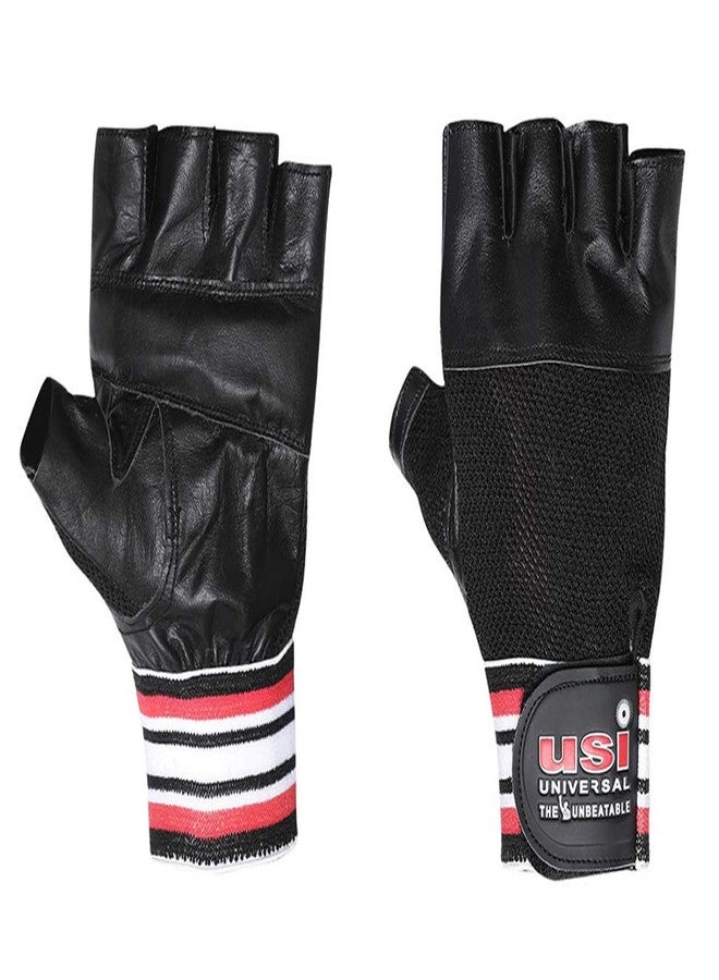 USI UNIVERSAL Eversafe Gloves Half-Finger Length with Pullers, Professional Weightlifting, Fitness Training and Workout (732e) (S) - Image 1