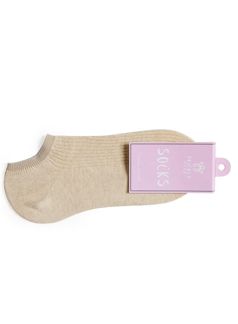 Prickly Pear Prickly Pear 3 x Ribbed Ankle Socks, Beige