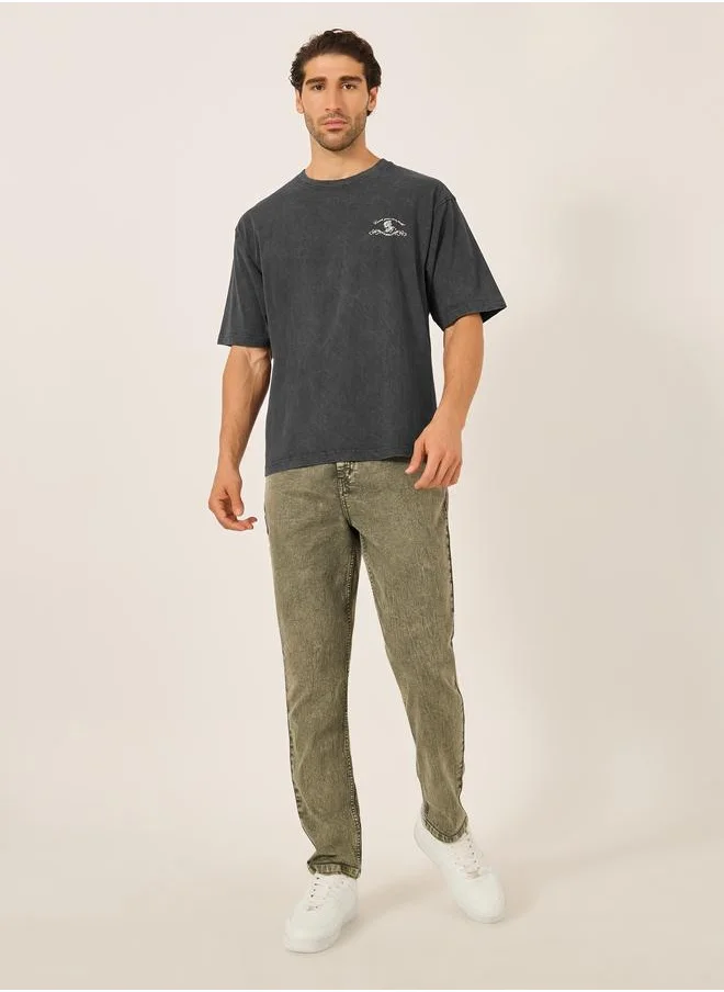 ستايلي Styli Washed Graphic Print Jersey Oversized T-Shirt