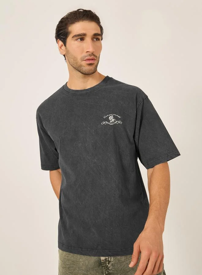 Styli Styli Washed Graphic Print Jersey Oversized T-Shirt