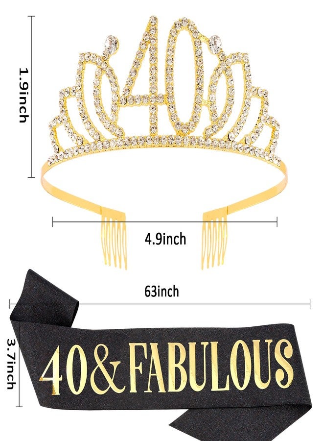 هابدو زينة عيد الميلاد الأربعين من هابدو للنساء، طقم وشاح وتاج هدايا عيد الميلاد الأربعين للنساء، لوازم حفلات "أربعون رائعة"، ذهبي - Image 3
