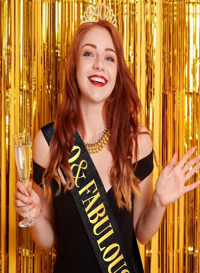 هابدو زينة عيد الميلاد الأربعين من هابدو للنساء، طقم وشاح وتاج هدايا عيد الميلاد الأربعين للنساء، لوازم حفلات "أربعون رائعة"، ذهبي - Image 2