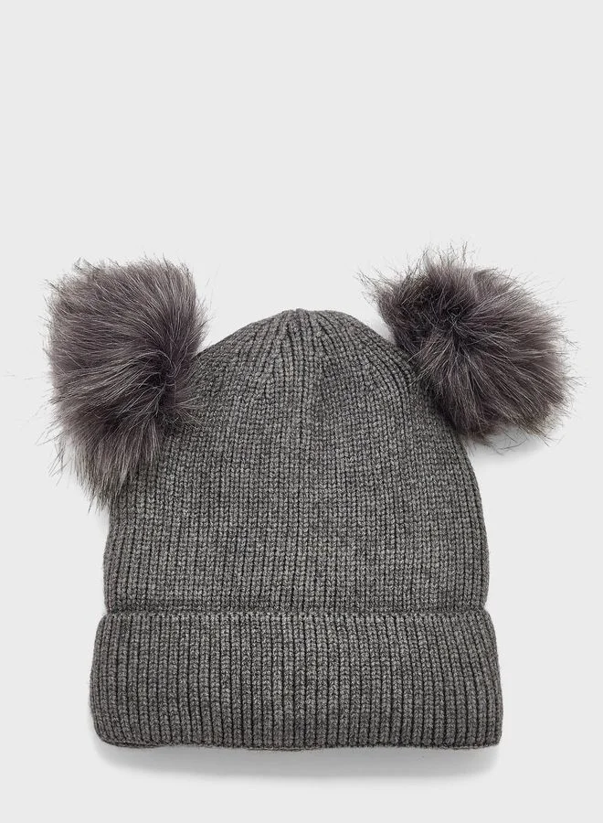 Ginger Pom Pom Detail Winter Beanie