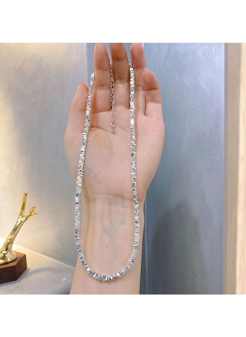Satinior - Broken silver and two items of chain all-match square clavicle - Image 1