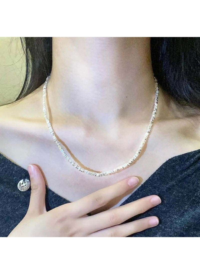 Satinior - Broken silver and two items of chain all-match square clavicle - Image 1