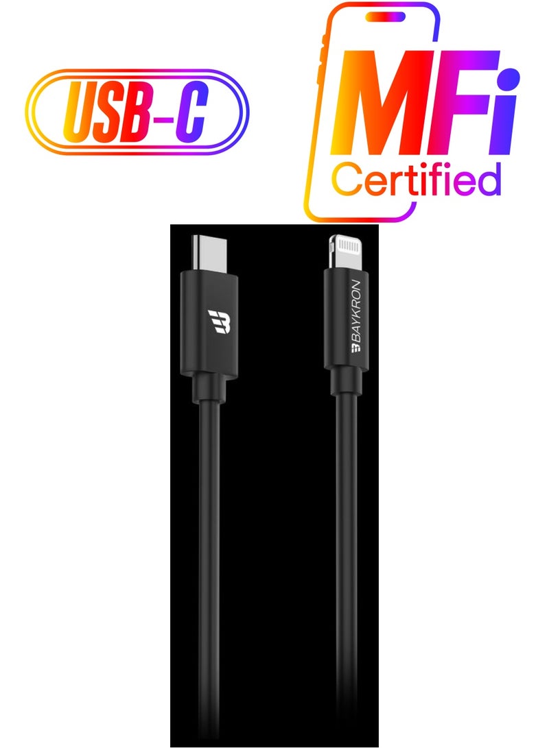 Baykron USB Type C to Lightning Cable Black - Image 1