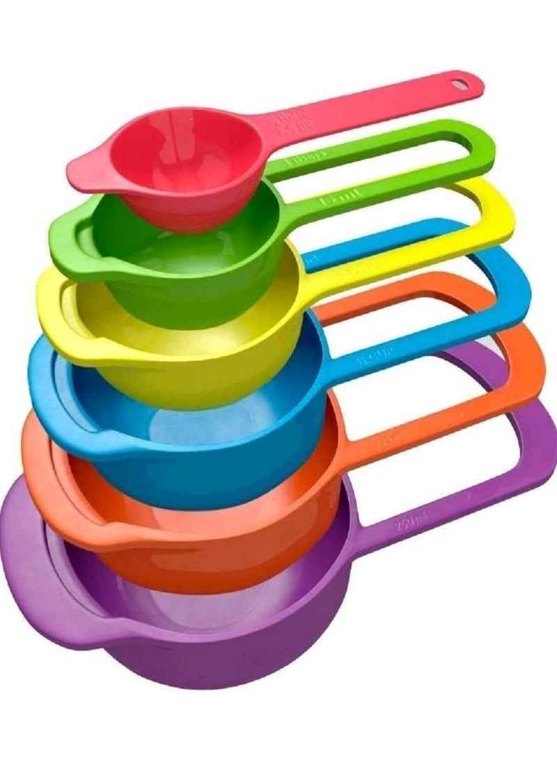 Set of 6 Multicolour Food-Grade Measuring Cups for Baking and Cooking  - Image 1