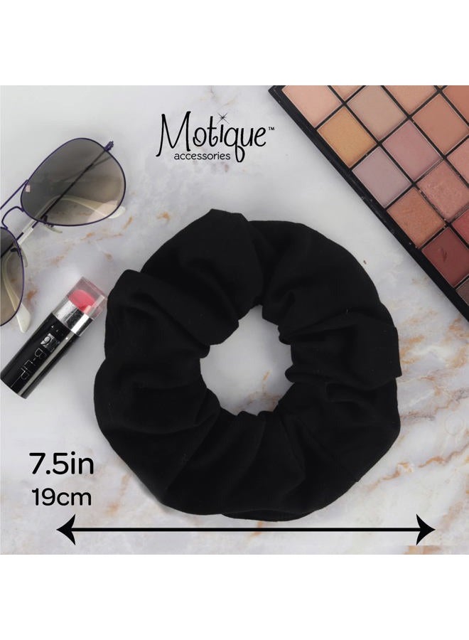Motique Accessories Jumbo Cotton Scrunchie Hair Tie - Black - Image 5