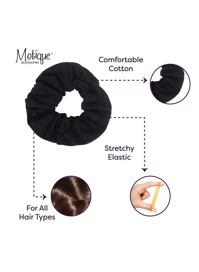 Motique Accessories Jumbo Cotton Scrunchie Hair Tie - Black - Image 4