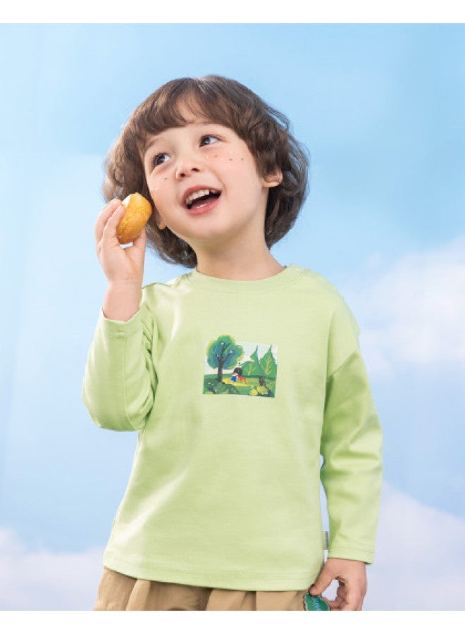 Boys' T-shirt Long Sleeve Children's Base Layer Spring Outfit Round Neck Pullover Cartoon Top For Baby Boy - Image 1
