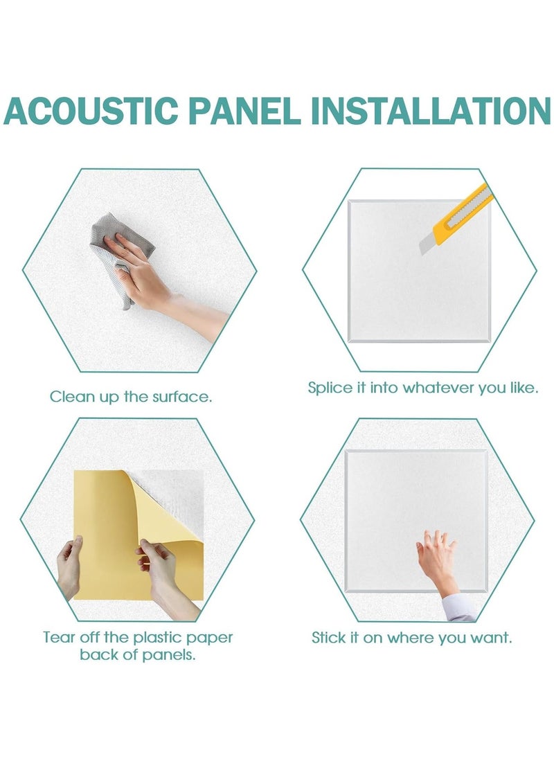 Jorunb - 12 Pack Acoustic Wall Panels with Self-Adhesive,12" X 12" X 0.4" Sound Proof Foam Panels, Decorative Soundproof Wall Panels, Sound Proof Absorbing Tiles for Home&Offices, White - Image 1