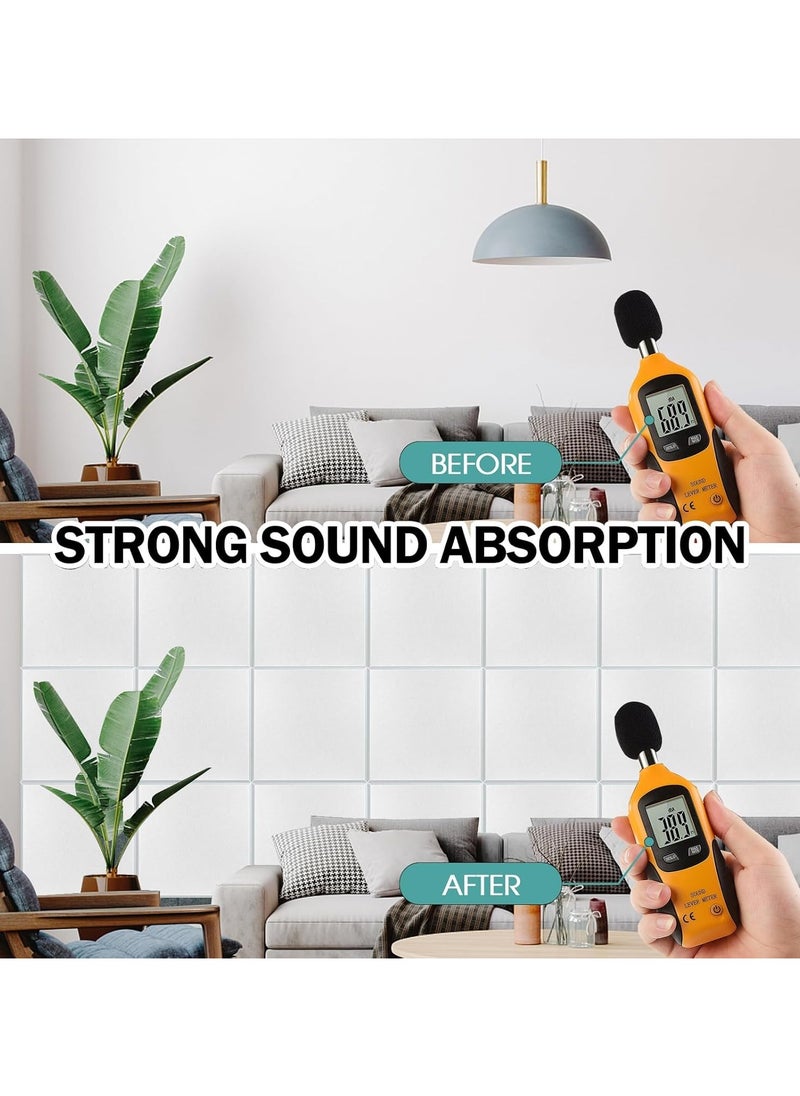 Jorunb - 12 Pack Acoustic Wall Panels with Self-Adhesive,12" X 12" X 0.4" Sound Proof Foam Panels, Decorative Soundproof Wall Panels, Sound Proof Absorbing Tiles for Home&Offices, White - Image 1