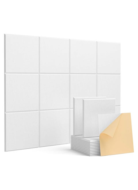 12 Pack Acoustic Wall Panels with Self-Adhesive,12" X 12" X 0.4" Sound Proof Foam Panels, Decorative Soundproof Wall Panels, Sound Proof Absorbing Tiles for Home&Offices, White