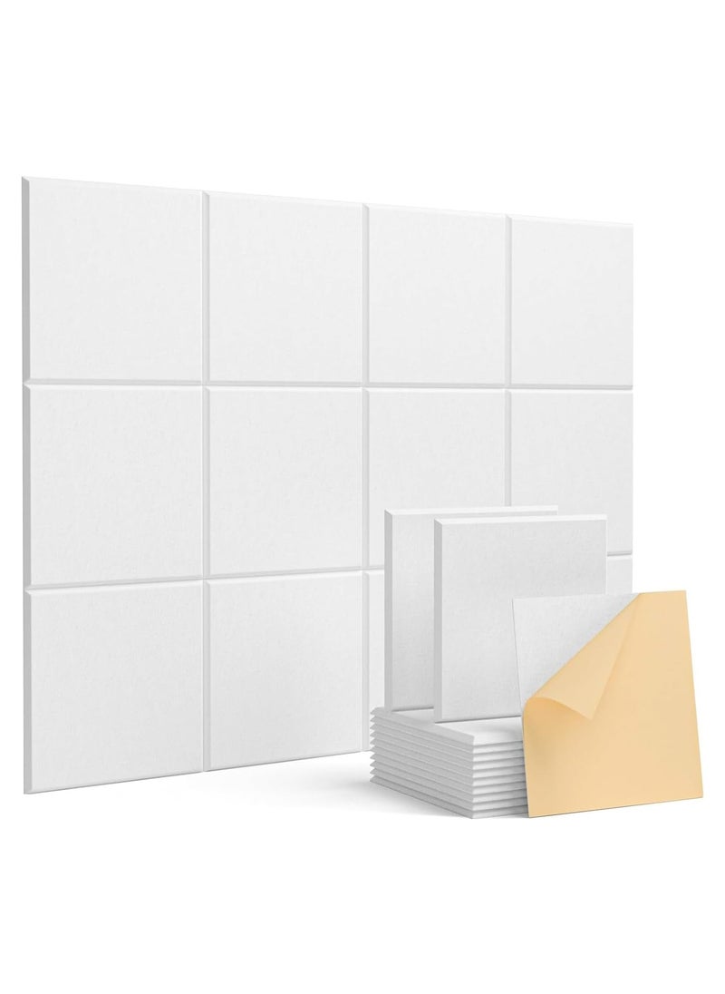 Jorunb - 12 Pack Acoustic Wall Panels with Self-Adhesive,12" X 12" X 0.4" Sound Proof Foam Panels, Decorative Soundproof Wall Panels, Sound Proof Absorbing Tiles for Home&Offices, White - Image 1