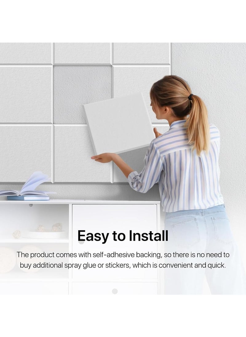 Jorunb - 12 Pack Acoustic Wall Panels with Self-Adhesive,12" X 12" X 0.4" Sound Proof Foam Panels, Decorative Soundproof Wall Panels, Sound Proof Absorbing Tiles for Home&Offices, White - Image 1