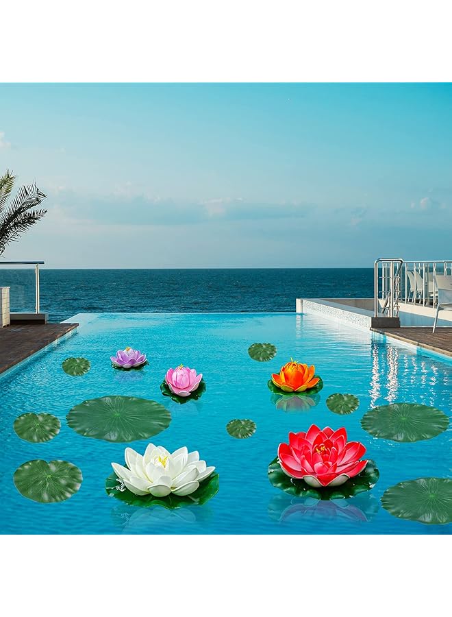 erorex 14Pcs Lily Pads For Ponds Artificial Lotus Realistic Water Lily Pads Leaves And Floating Foam Lotuses For Garden Koi Fish Pond Aquarium Pool Wedding Decor  - Image 5