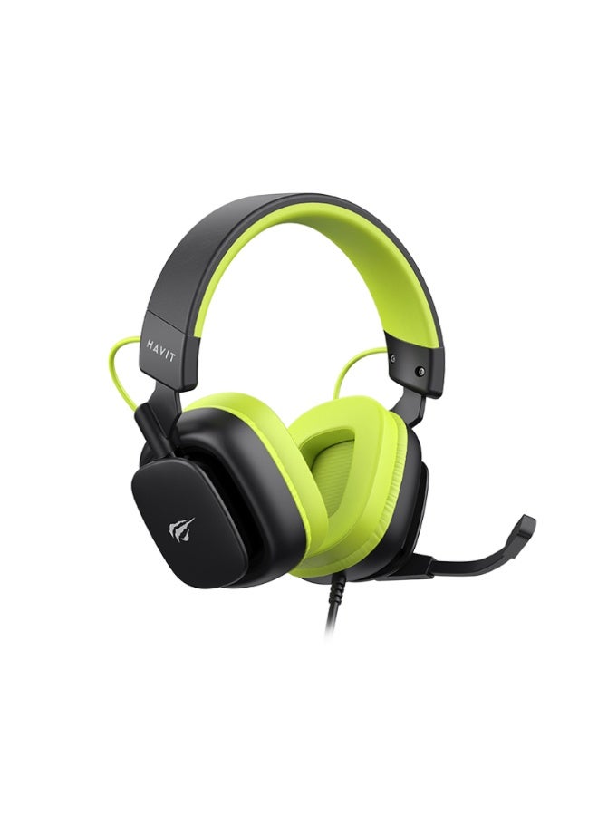 هافيت Havit H2048U Dynamic Gaming Headset Over-Ear Wired On-Ear Sports Travel Headband Wired Headphone Black & Green - Image 5