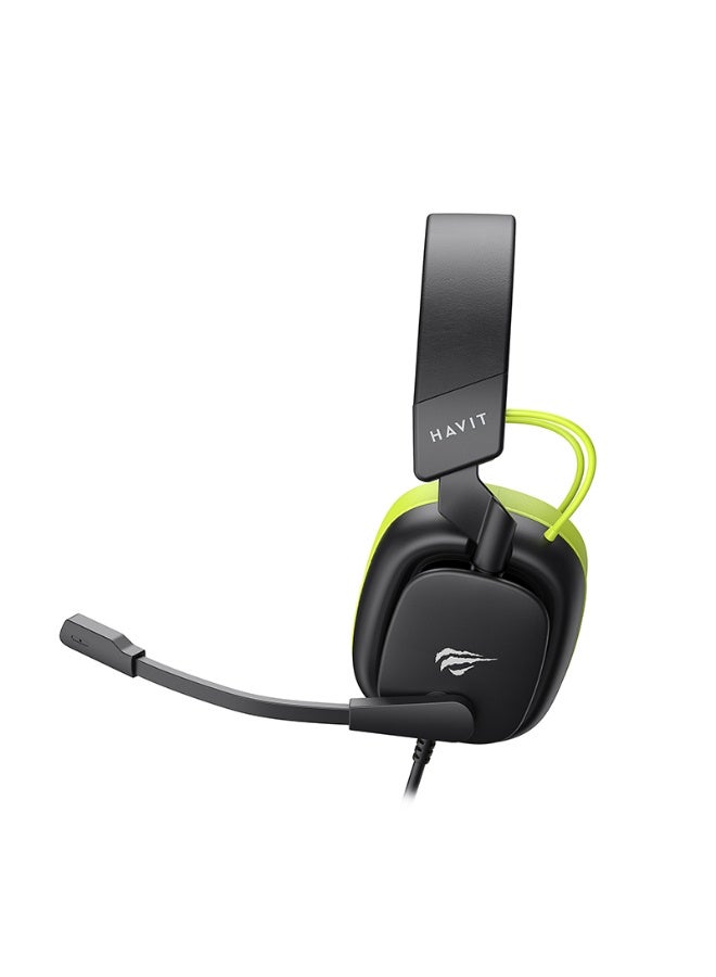 هافيت Havit H2048U Dynamic Gaming Headset Over-Ear Wired On-Ear Sports Travel Headband Wired Headphone Black & Green - Image 3