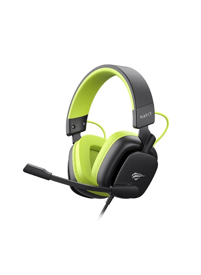 هافيت Havit H2048U Dynamic Gaming Headset Over-Ear Wired On-Ear Sports Travel Headband Wired Headphone Black & Green - Image 4