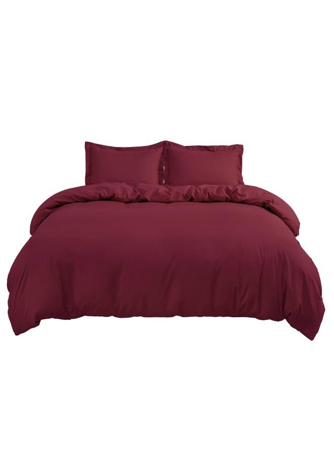 Bedsure Duvet Cover King Size - Soft Double Brushed Bedding Set for Kids & Adults, Zipper Closure, 3 Pieces, Includes 1 Duvet Cover (104"x90") & 2 Pillow Shams, NO Comforter, Burgundy - Image 4