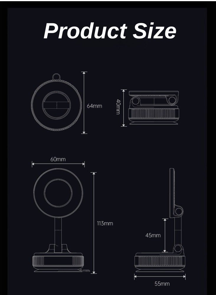 McDou Mobile Holder for Car,Car Phone Holder,Multi-Function Portable Navigation Holder, 360° Rotation, Tri-Fold Design, Strong Magnetic Vacuum Suction Metal Base - Image 3
