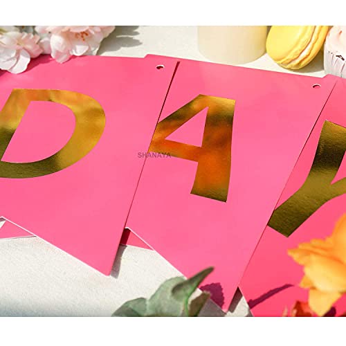 SHANAYA Happy Birthday Decoration Items Kit - 33Pcs Set For Boys Girls Husband Wife Decoration Items Combo -Happy Birthday Paper Banner Metallic Gold Pink Number 1 Foil Balloon Ribbon Party Supplies - Image 4