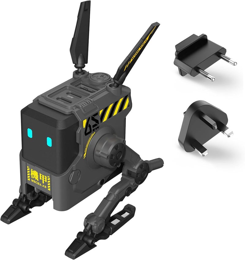 جرافا ستار شاحن حائط GravaStar Alpha65 GaN بقدرة 65 واط، رمادي فحمي، قابس أوروبي/بريطاني، منفذا USB-C PD، منفذ USB-A، شحن سريع بتقنية GaN، 8 حمايات أمان مدمجة - Image 1