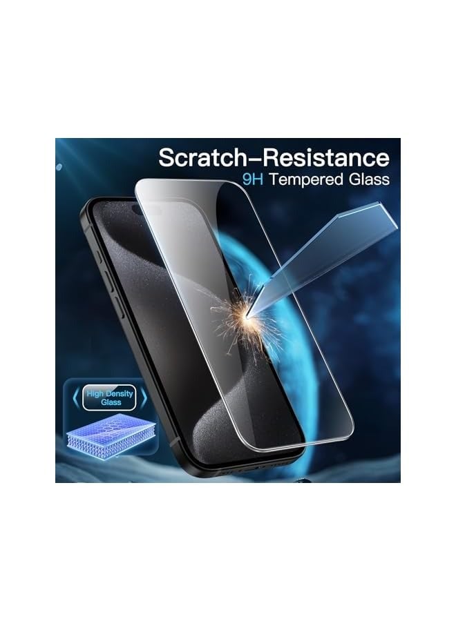 جي تيك جراب مغناطيسي 3 في 1 لهاتف iPhone 15 Pro مقاس 6.1 بوصة مع قطعتين من واقيات الشاشة الزجاجية المقواة، متوافق مع MagSafe، غطاء هاتف شفاف غير لامع مقاوم للصدمات (أسود) - Image 5