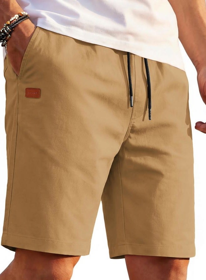 COOFANDY Men's Casual Shorts 42'' Cotton Drawstring Elastic Waist Lightweight Summer Beach Shorts with Pockets - Image 1