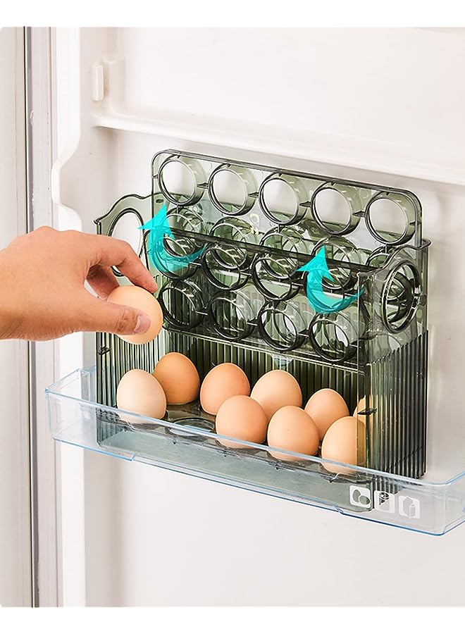 Royal Polar حامل بيض بسعة كبيرة وصندوق تخزين البيض الطازج وحاوية تخزين البيض وصندوق منظم للثلاجة مكون من 30 شبكة (أخضر) - Image 1