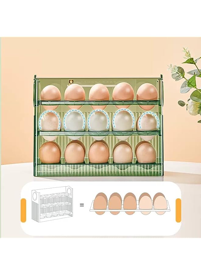 Royal Polar حامل بيض بسعة كبيرة وصندوق تخزين البيض الطازج وحاوية تخزين البيض وصندوق منظم للثلاجة مكون من 30 شبكة (أخضر) - Image 3