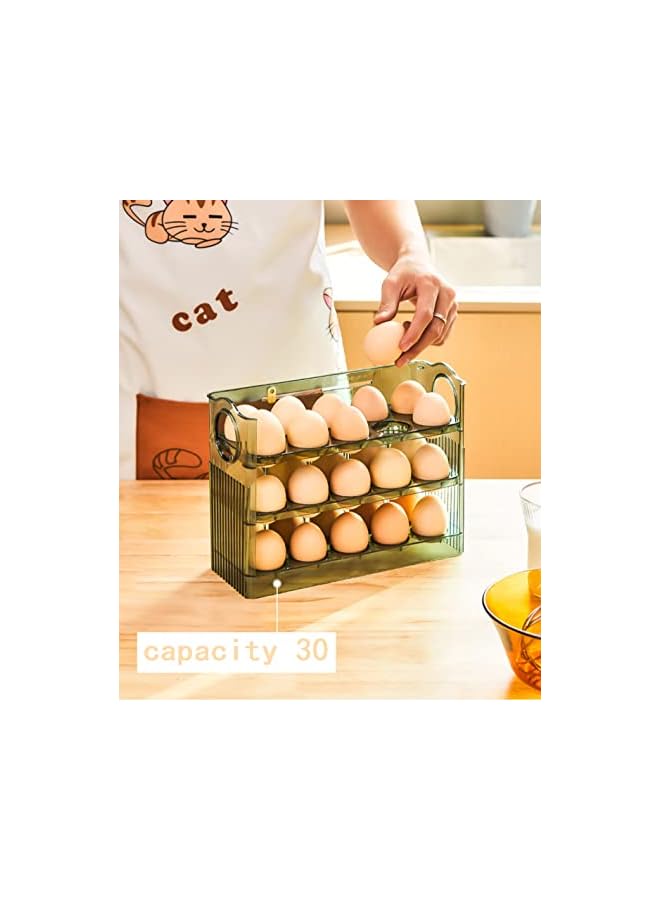 Royal Polar حامل بيض بسعة كبيرة وصندوق تخزين البيض الطازج وحاوية تخزين البيض وصندوق منظم للثلاجة مكون من 30 شبكة (أخضر) - Image 2