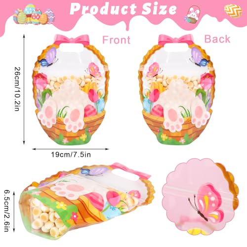 CCINEE 60 Packs Easter Treat Bags Bulk Easter Gifts Bags with Handle Sealing Bunny Goodie Cellophane Ziplock Bag Bulk for Classroom School Party Favors Gift Exchange - Image 3