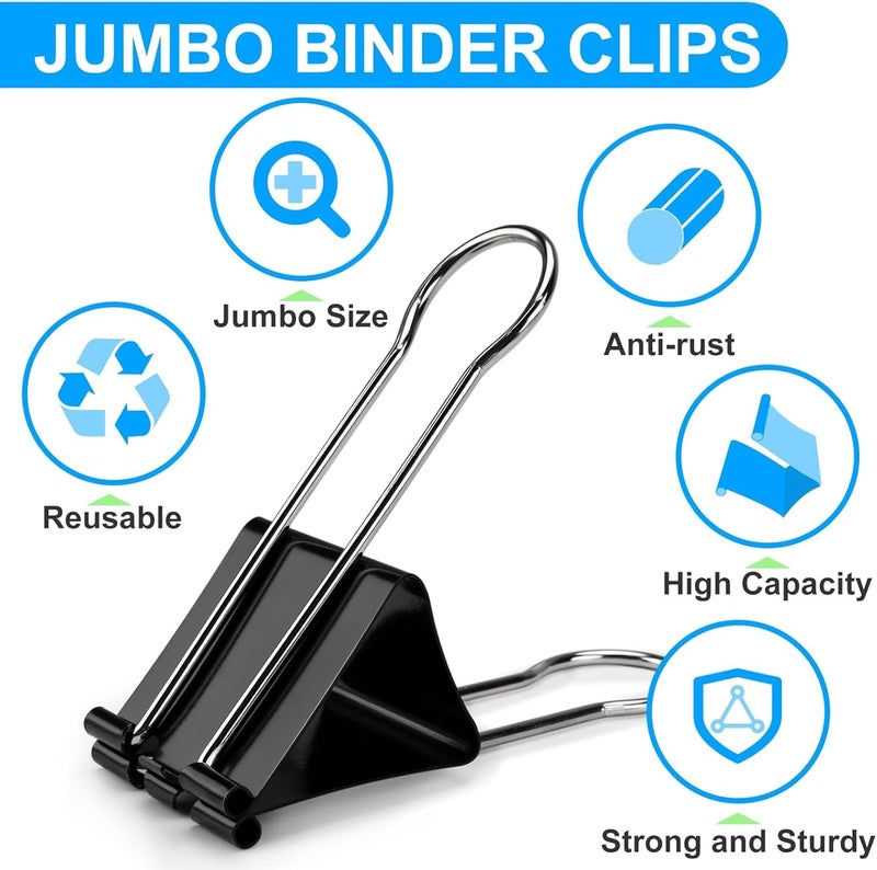KASTWAVE Extra Large 2.4 Inch Binder Clips, Jumbo Paper Clips for Thick Documents, Big Metal Binder Clamps Ideal for Home, Office, School Stationery Supplies (4 pcs) - Image 4