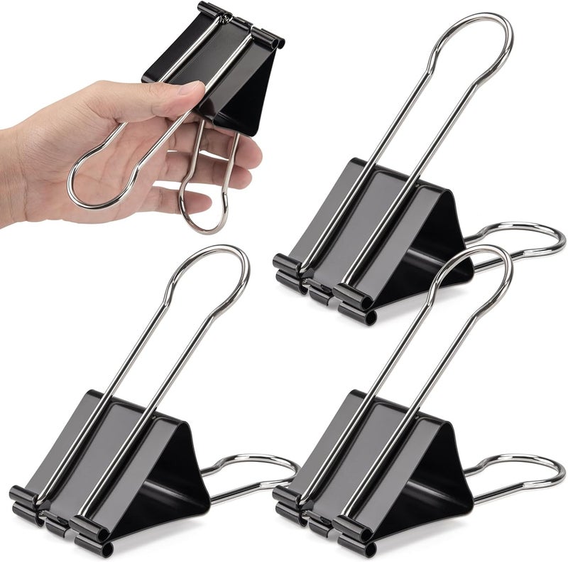 KASTWAVE Extra Large 2.4 Inch Binder Clips, Jumbo Paper Clips for Thick Documents, Big Metal Binder Clamps Ideal for Home, Office, School Stationery Supplies (4 pcs) - Image 1