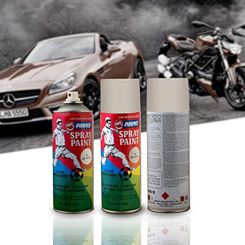 Abro عبرو SP-19 علبة رذاذ ألوان متعددة الاستخدامات (400مل، أبيض فاتح) تجفيف سريع للأعمال اليدوية للمعادن، الخشب، الجدران، السيارات والدراجات - Image 5