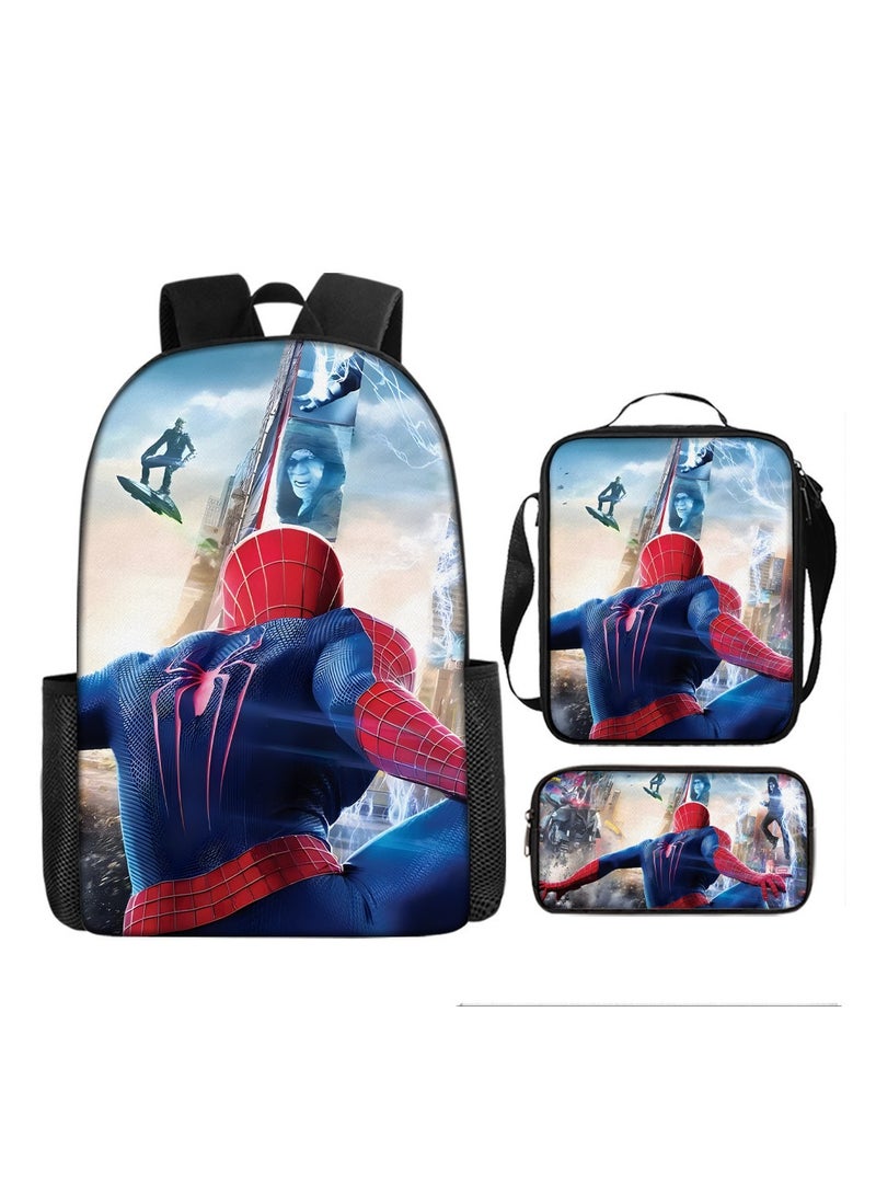 Backpacker Spider-Man Cartoon Digital Printing Children's Student School Bag Backpack 29*16*42CM + Shoulder Bag 19*6*23CM + Pencil Case 24*7*11CM Three-piece Set - Image 1