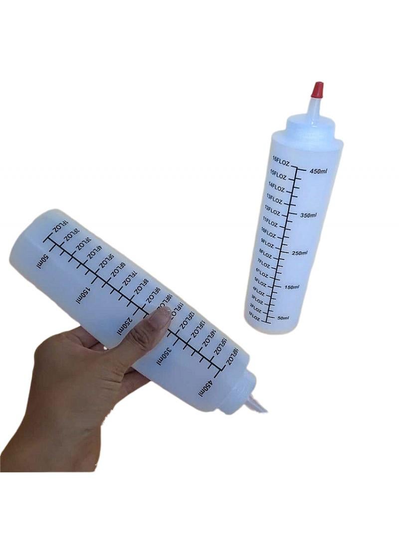 Condiment Squeeze Bottles, 12 Pack 450 ML Plastic Bottles With Red Tip Cap Tie Dye Empty Paint Bottle White  - Image 2