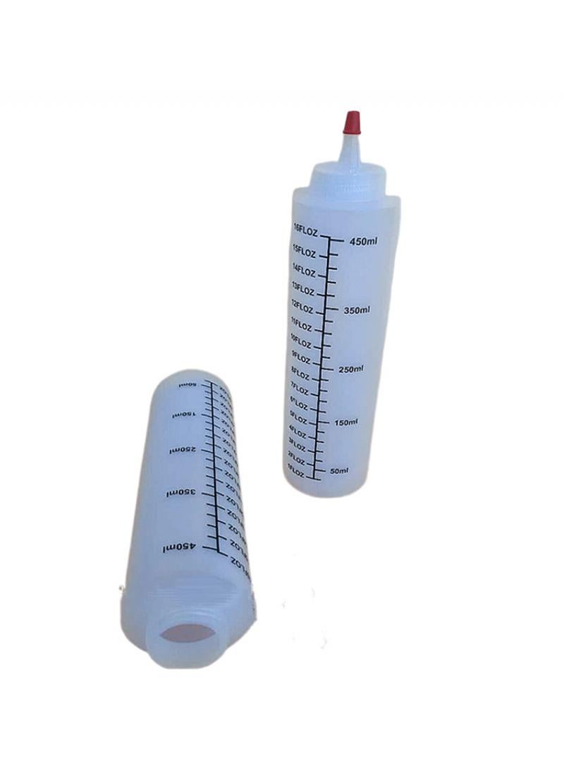 Condiment Squeeze Bottles, 12 Pack 450 ML Plastic Bottles With Red Tip Cap Tie Dye Empty Paint Bottle White  - Image 3